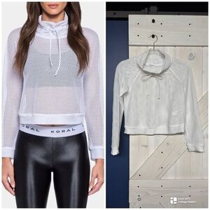 Koral White Open Mesh Cropped Athletic Pullover nwot Size XS